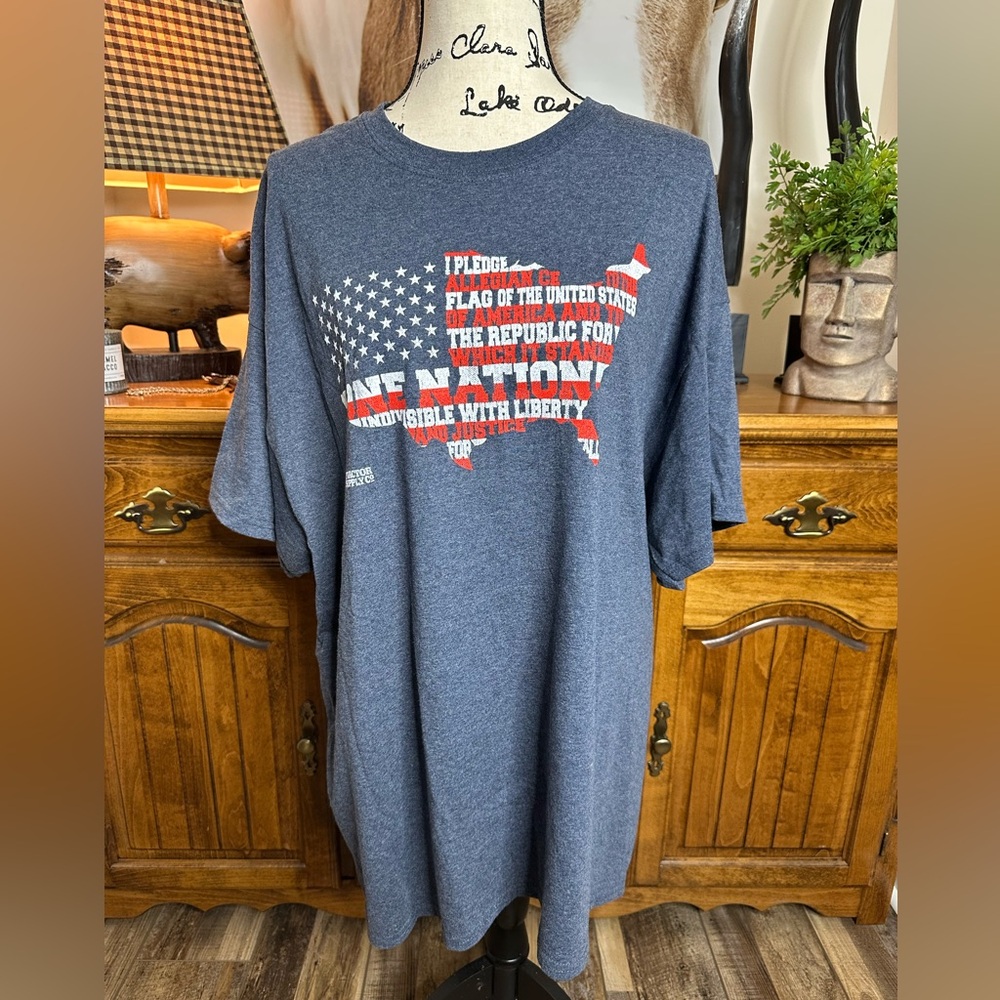 American Flag Design Blue Graphic Tee NWOT
